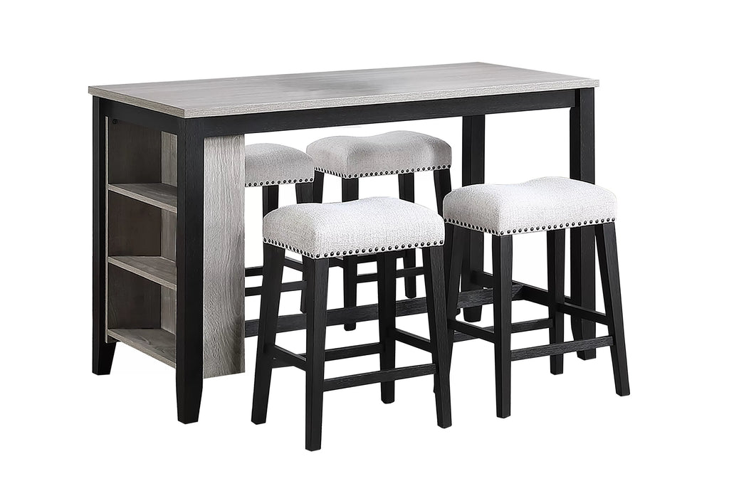 5-Piece Counter Height Set – Table + 4 Counter Stools – Antique Black (F2642)