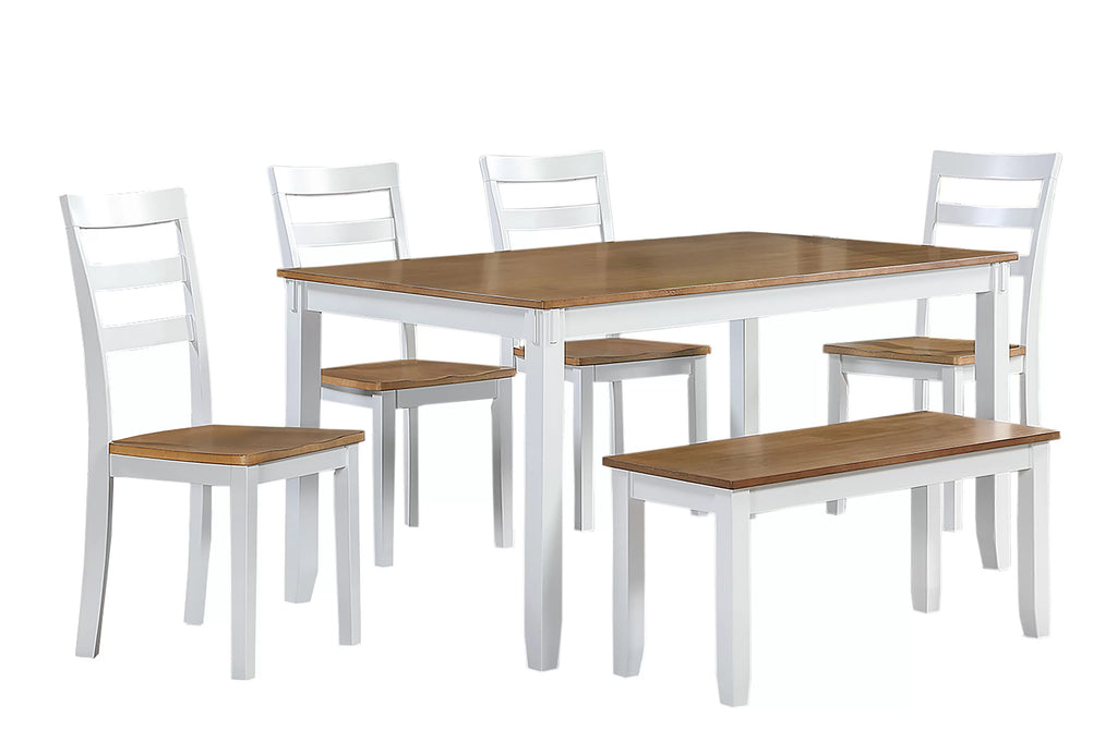 6-Piece Dining Set – Table + 4 Chairs + Bench (F2646)
