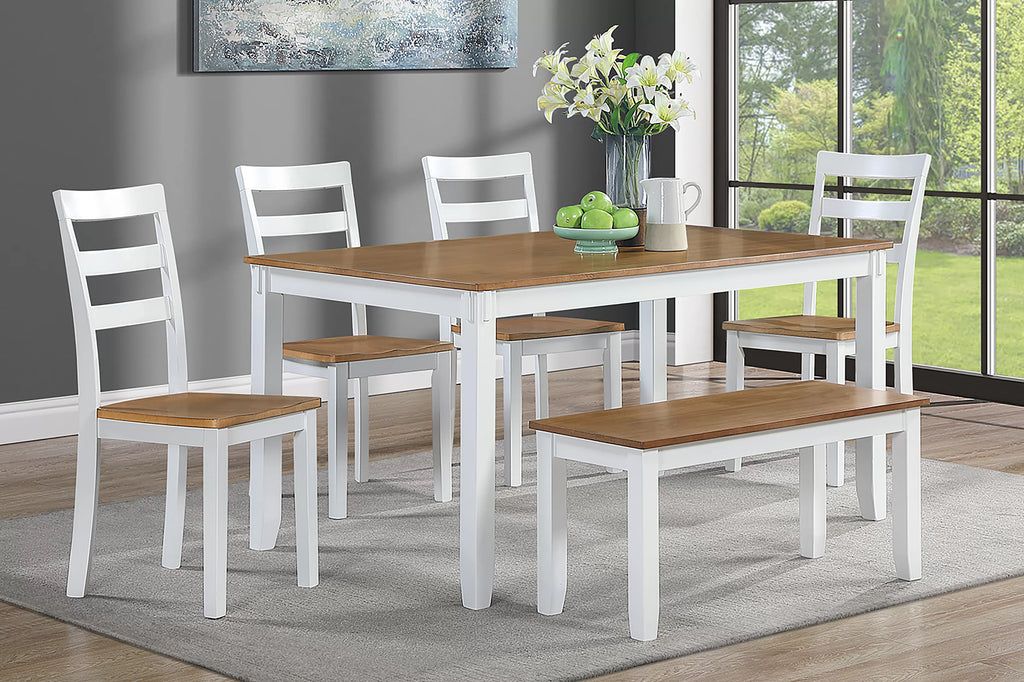 6-Piece Dining Set – Table + 4 Chairs + Bench (F2646)