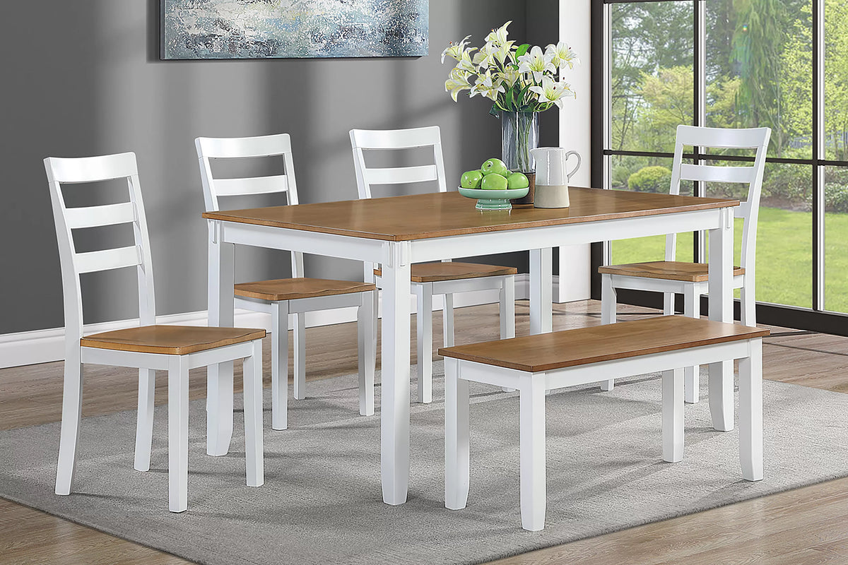 6-Piece Dining Set – Table + 4 Chairs + Bench (F2646)
