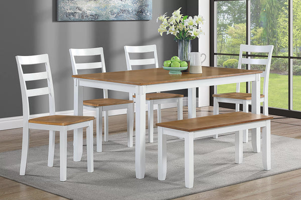 6-Piece Dining Set – Table + 4 Chairs + Bench (F2646)