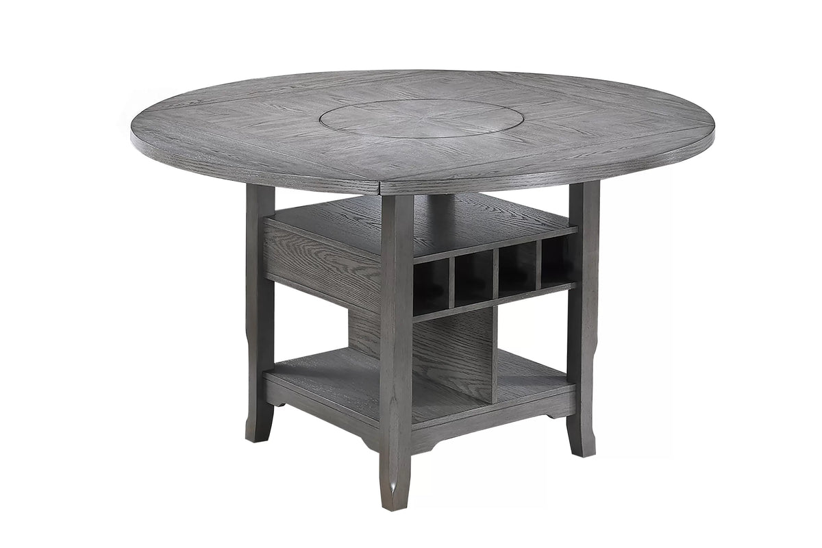 Counter Height Table – Built in Leaf & Built-In Lazy Susan – Gray (F2700)