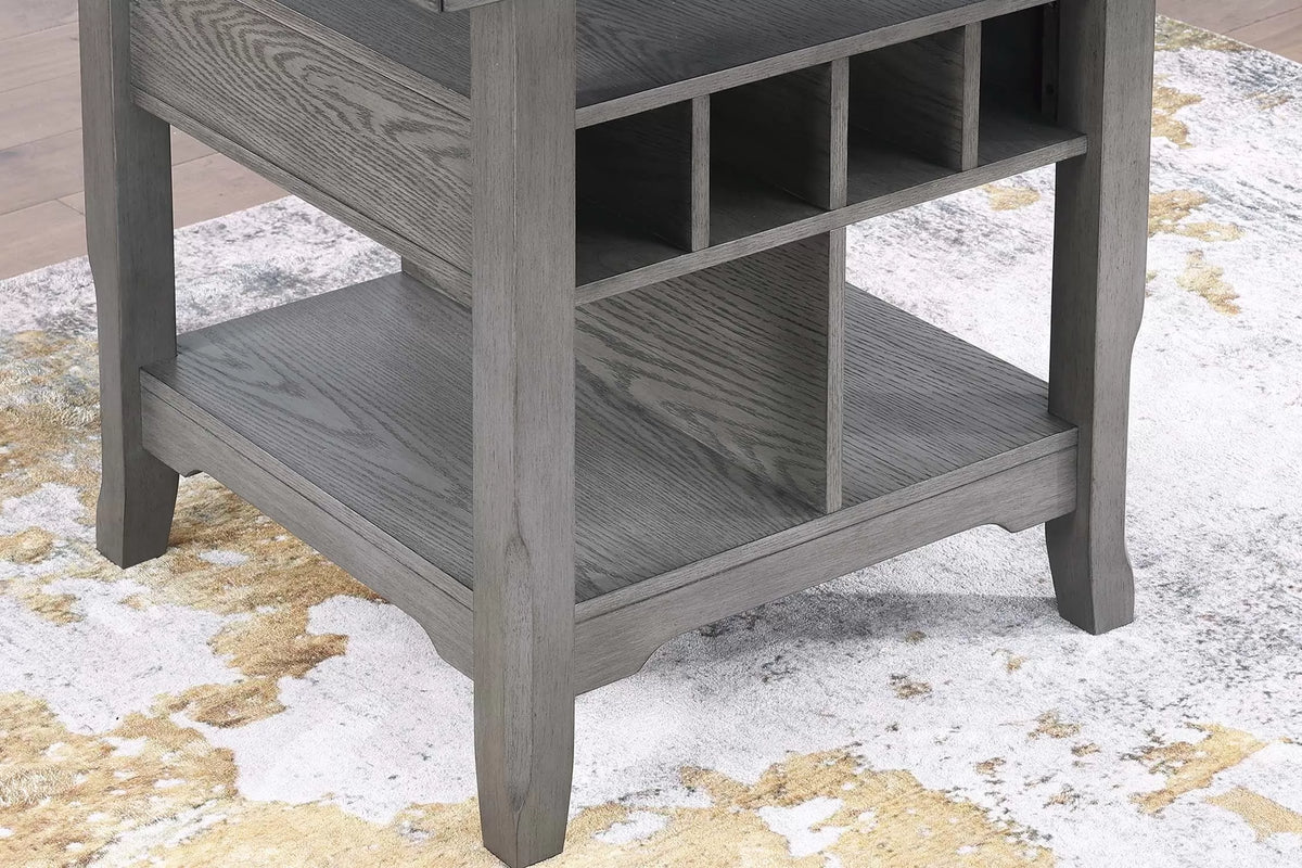 Counter Height Table – Built in Leaf & Built-In Lazy Susan – Gray (F2700)