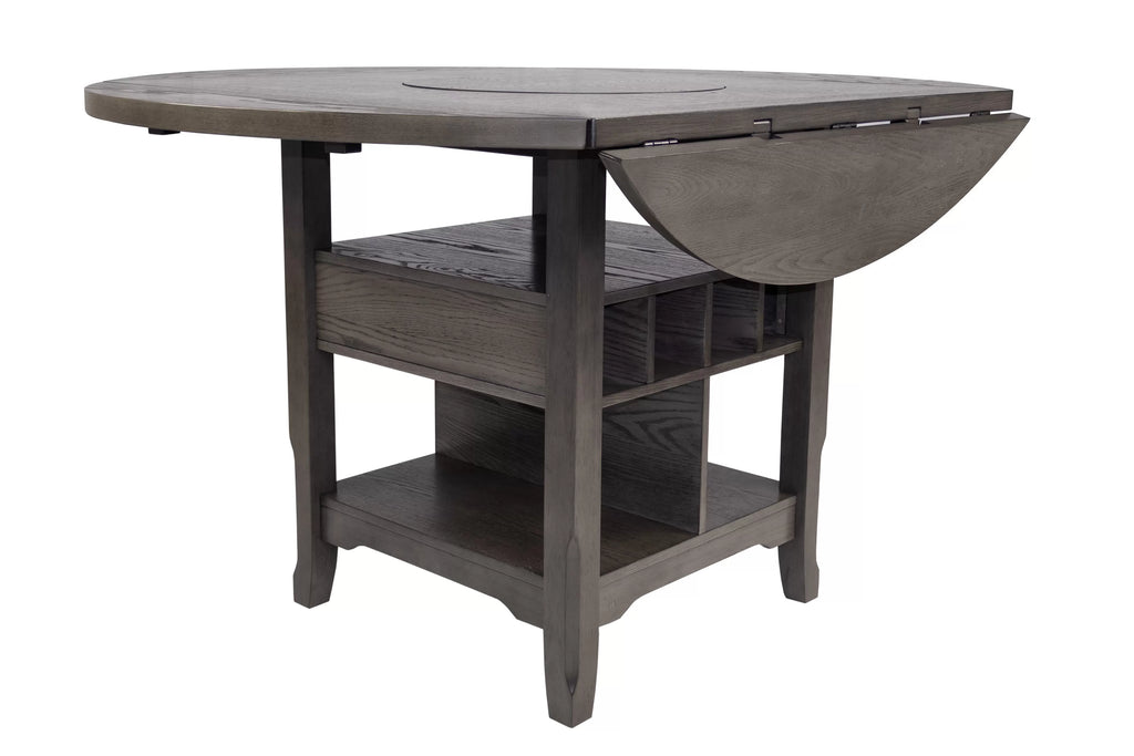 Counter Height Table – Built in Leaf & Built-In Lazy Susan – Gray (F2700)