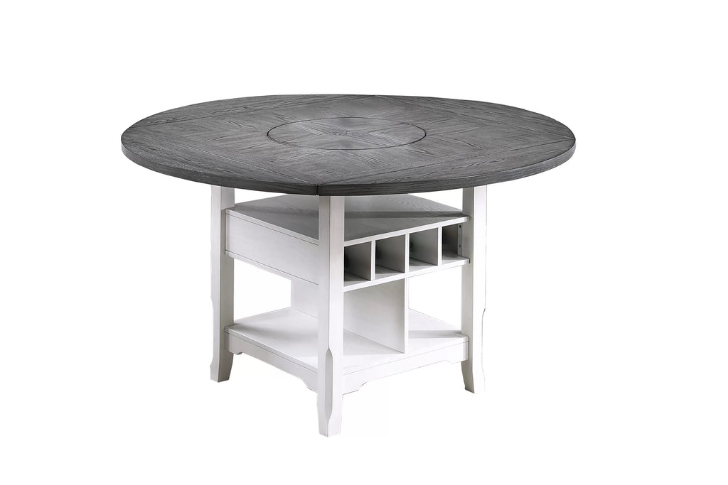 Counter Height Table – Built in Leaf & Built-In Lazy Susan – Antique White (F2702)