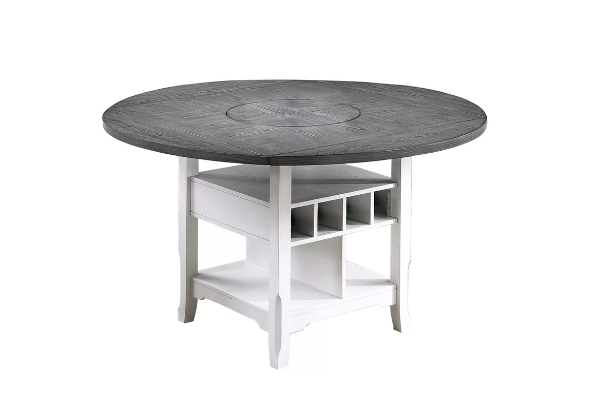 Counter Height Table – Built in Leaf & Built-In Lazy Susan – Antique White (F2702)