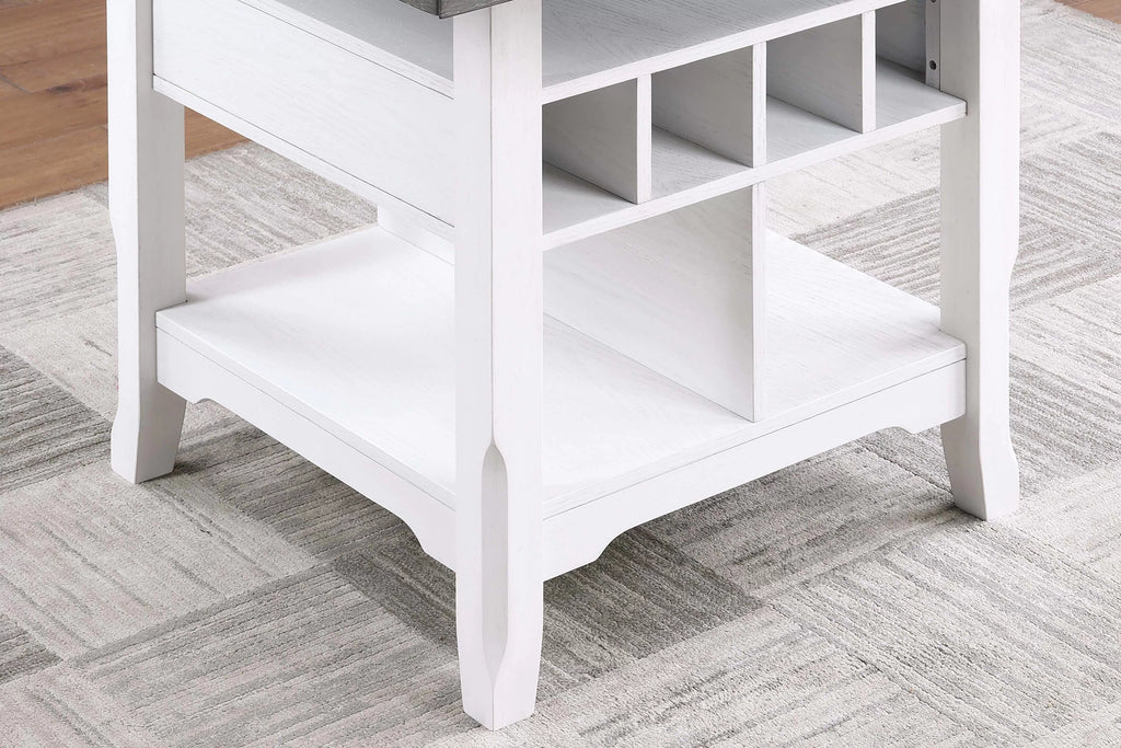 Counter Height Table – Built in Leaf & Built-In Lazy Susan – Antique White (F2702)
