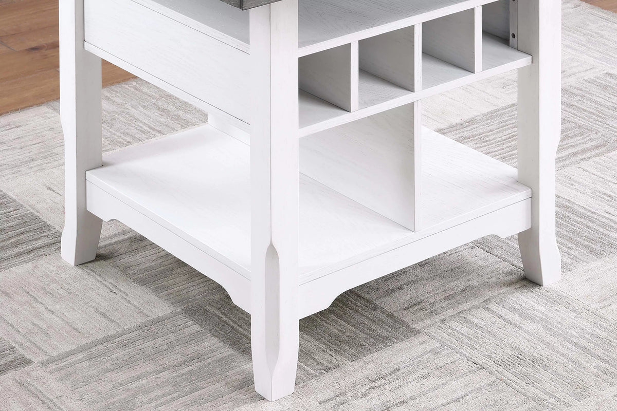 Counter Height Table – Built in Leaf & Built-In Lazy Susan – Antique White (F2702)