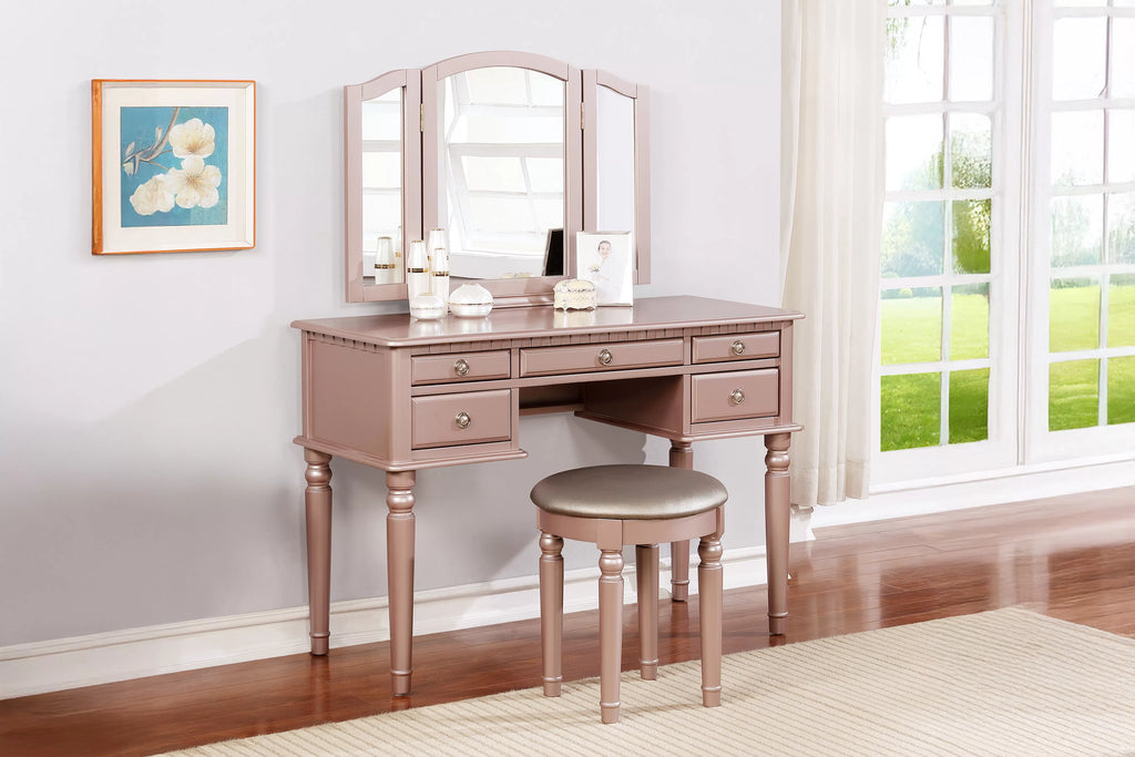 Vanity Set – Foldable Mirror – Rose Gold (F4060)