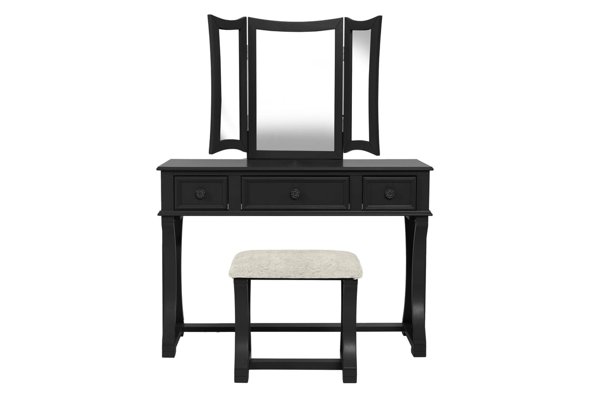 Vanity Set – Foldable Mirror – Black (F4116)
