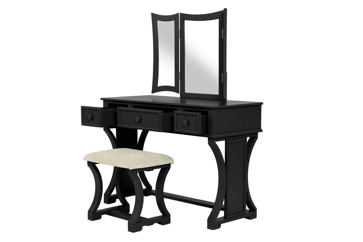 Vanity Set – Foldable Mirror – Black (F4116)