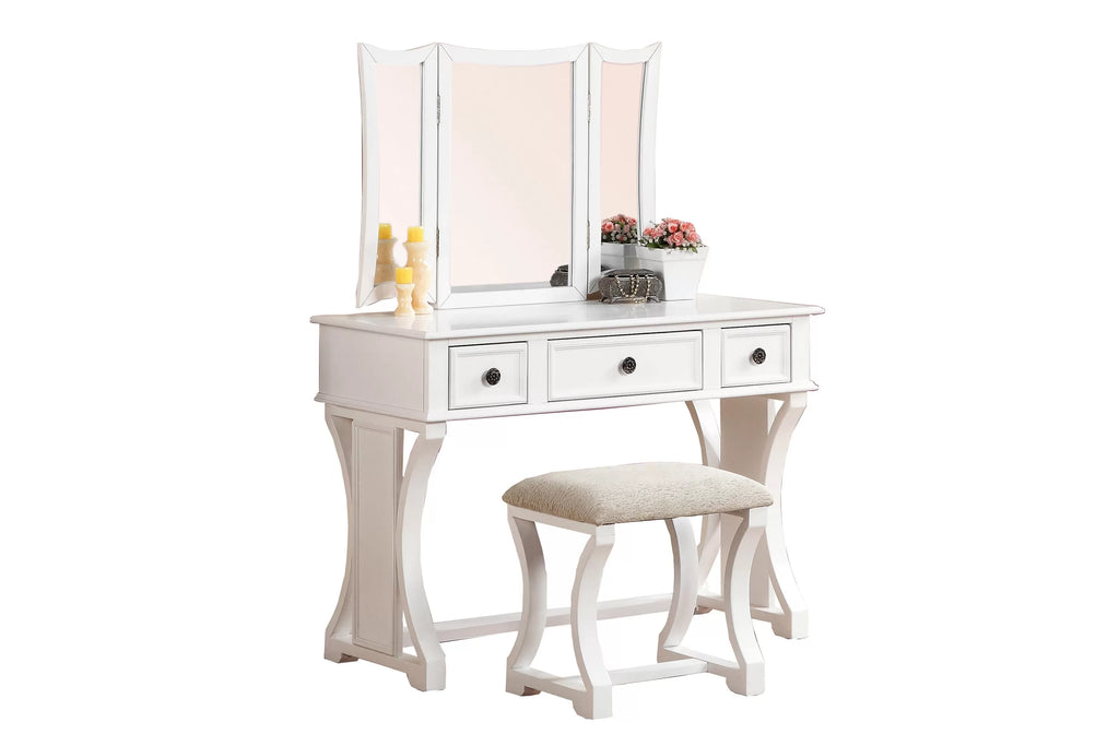 Vanity Set – Foldable Mirror – White (F4119)