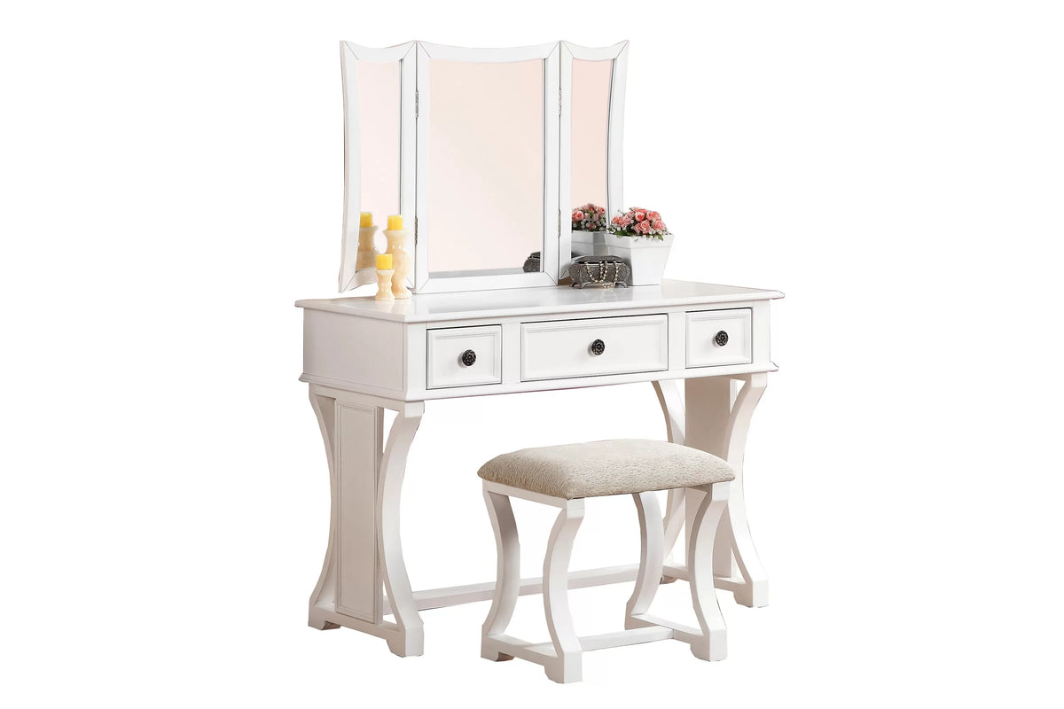 Vanity Set – Foldable Mirror – White (F4119)