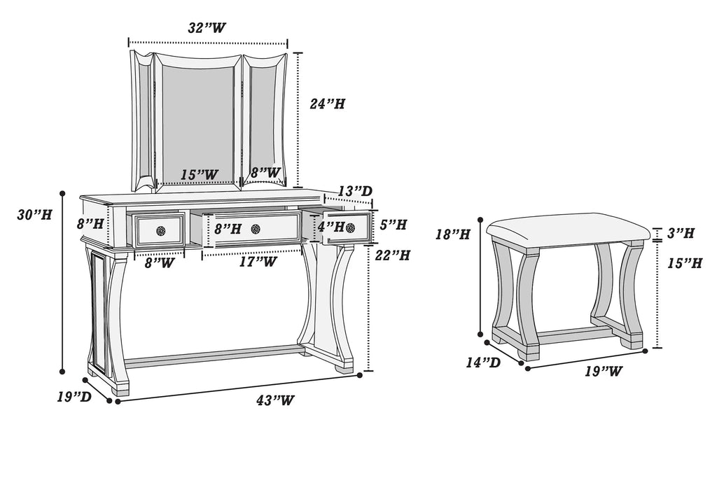 Vanity Set – Foldable Mirror – White (F4119)