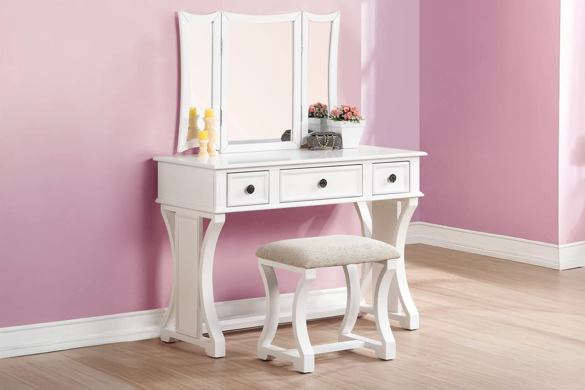 Vanity Set – Foldable Mirror – White (F4119)