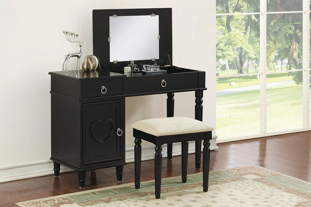 Vanity Set – Flip Up Mirror – Black (F4177)