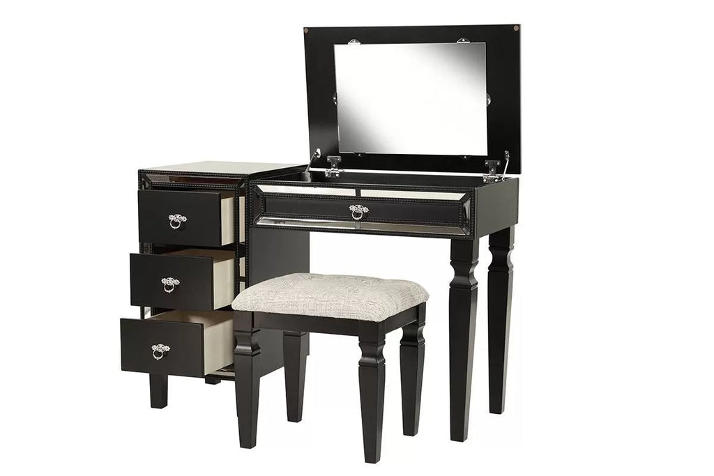 Vanity Set – Flip Up Mirror – Black (F4201)