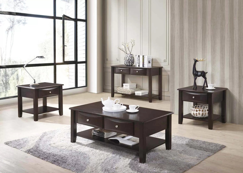 Coffee Table – Under-Table Shelf + Drawer (F6387)