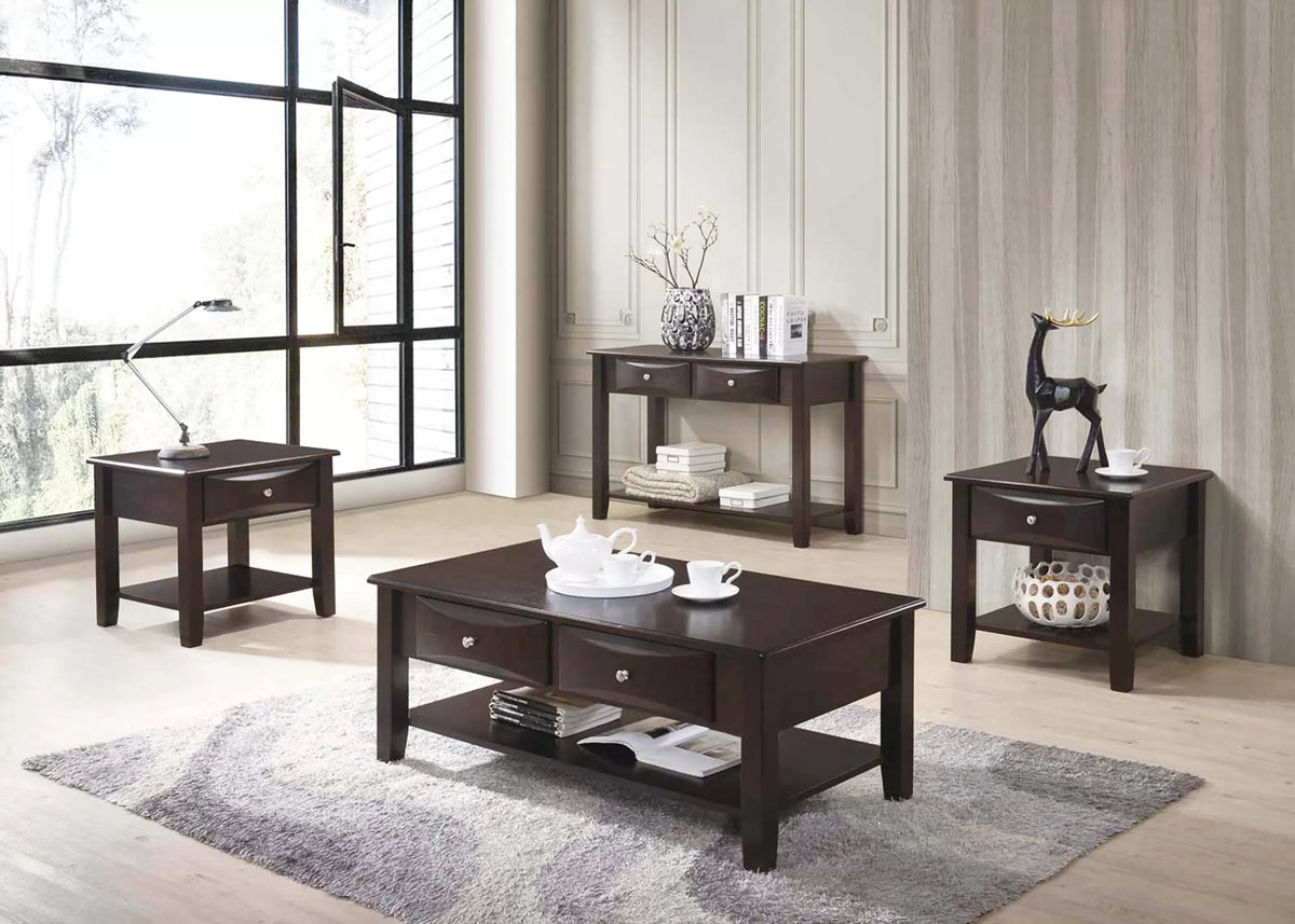 Coffee Table – Under-Table Shelf + Drawer (F6387)