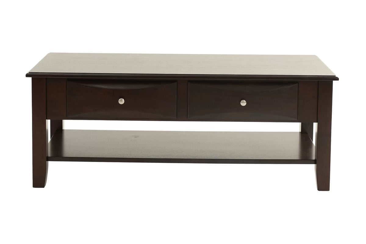 Coffee Table – Under-Table Shelf + Drawer (F6387)