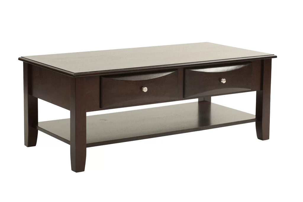 Coffee Table – Under-Table Shelf + Drawer (F6387)