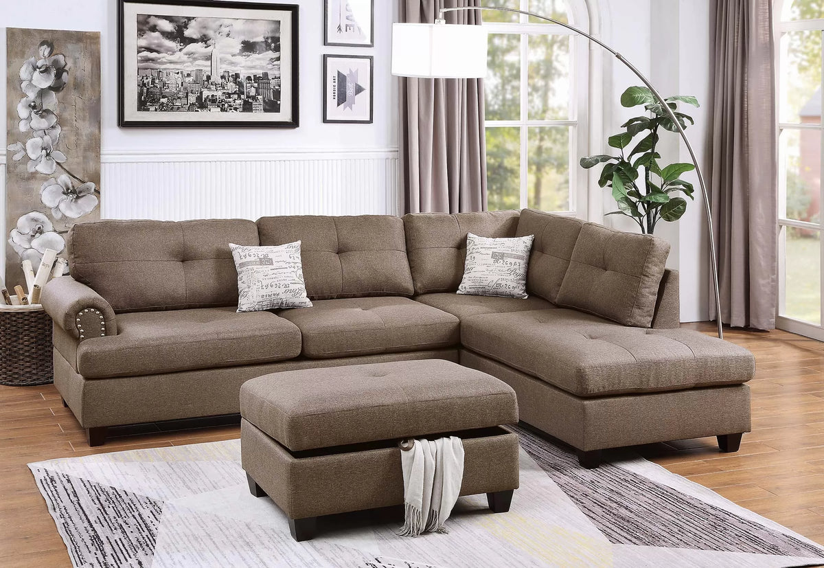 3-Piece Sectional Set – Mocha (F6416)