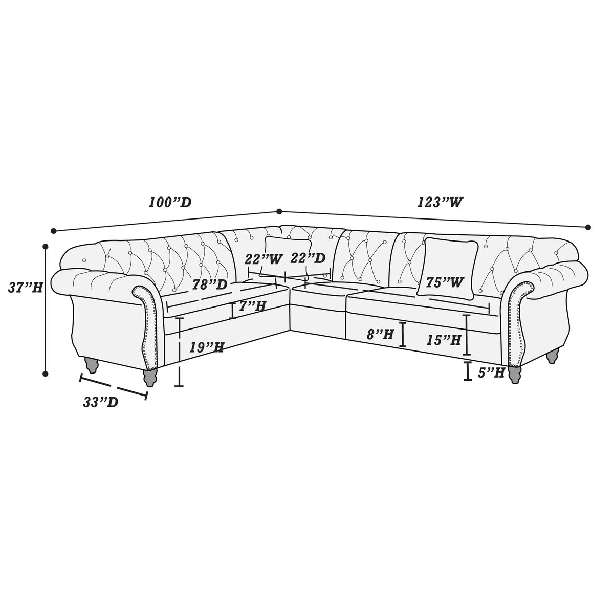 4-Piece Sectional Set – Dark Coffee (F6437)