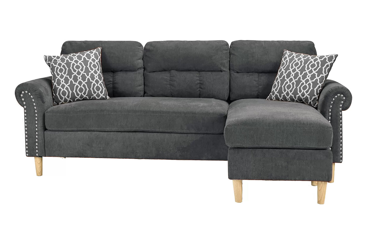 Reversible Sectional Set W/ 2 Accent Pillows – 2pc Reversible Sectional Sofa Set W/2 Accent Pillows-Slate (F6447)