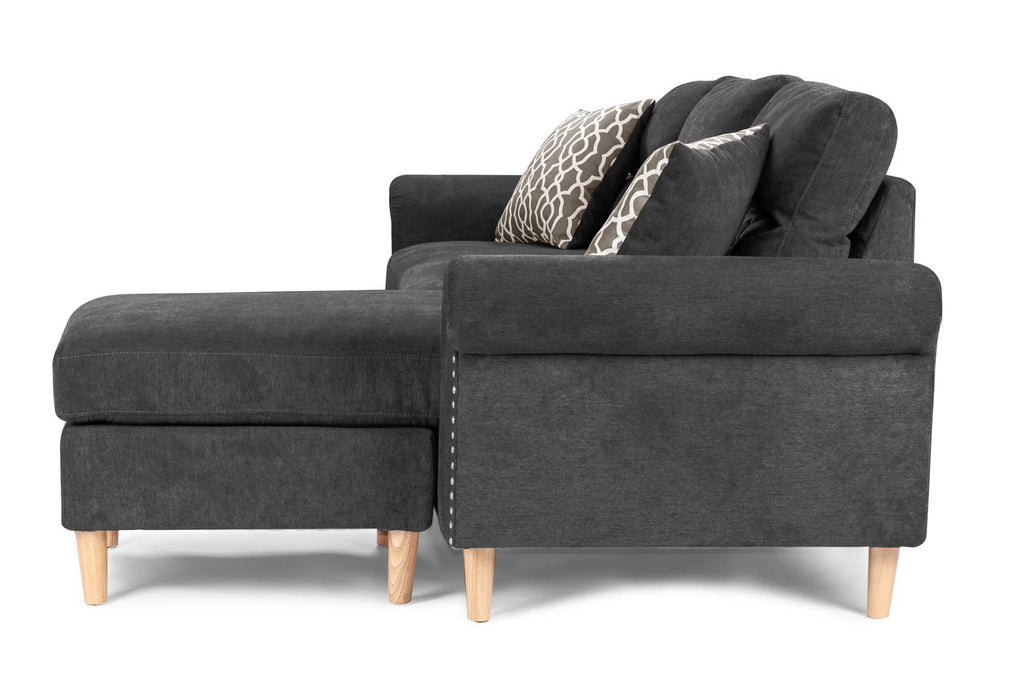 Reversible Sectional Set W/ 2 Accent Pillows – 2pc Reversible Sectional Sofa Set W/2 Accent Pillows-Slate (F6447)