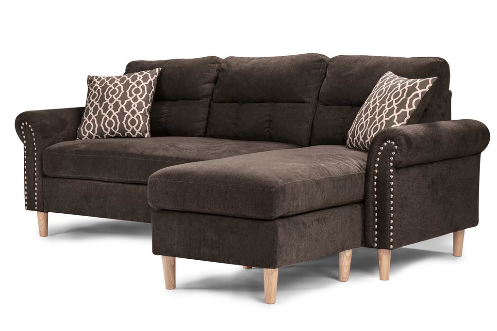 Reversible Sectional Set W/ 2 Accent Pillows – 2pc Reversible Sectional Sofa Set W/2 Accent Pillows-Tan (F6448)
