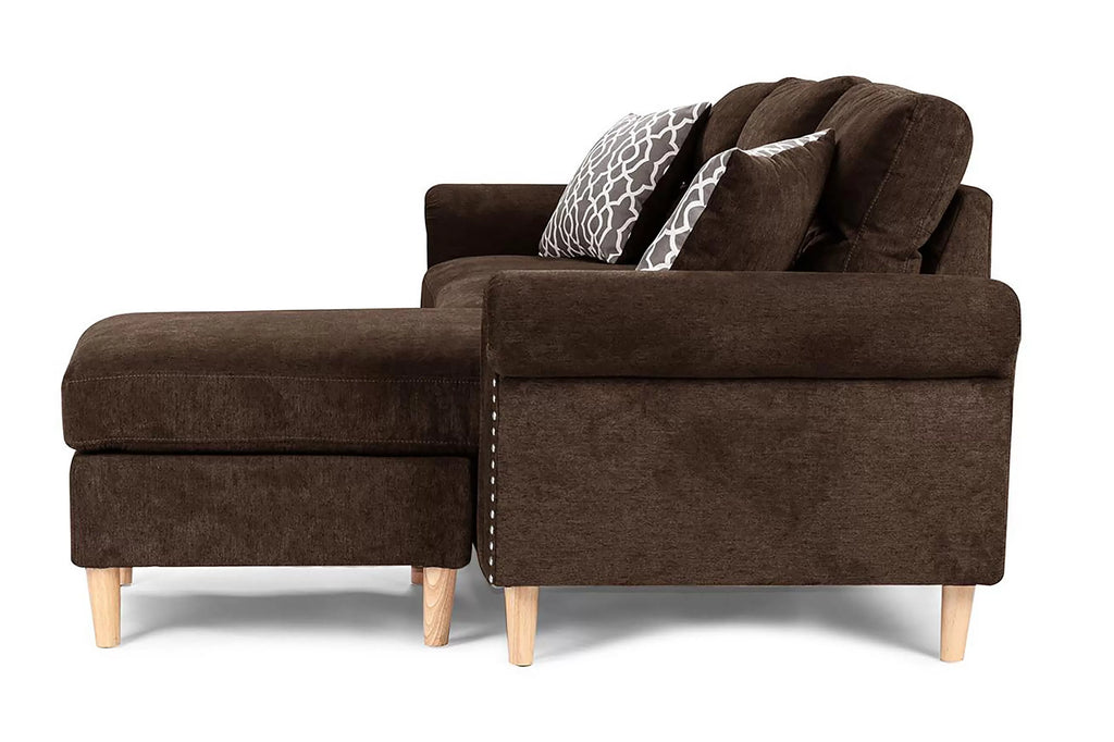 Reversible Sectional Set W/ 2 Accent Pillows – 2pc Reversible Sectional Sofa Set W/2 Accent Pillows-Tan (F6448)