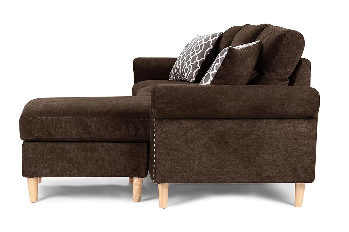 Reversible Sectional Set W/ 2 Accent Pillows – 2pc Reversible Sectional Sofa Set W/2 Accent Pillows-Tan (F6448)