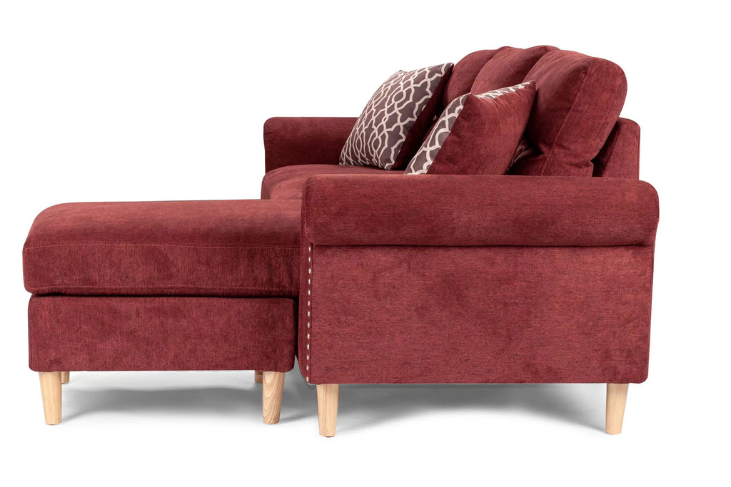 Reversible Sectional Set – 2pc Reversible Sectional Sofa Set W/2 Accent Pillows-Paprika Red (F6449)