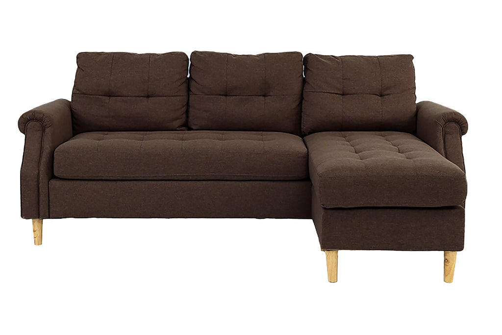 Reversible Sectional Set W/ 2 Accent Pillows – 2pc Reversible Sectional Sofa Set W/2 Accent Pillows-Dark Coffee (F6457)