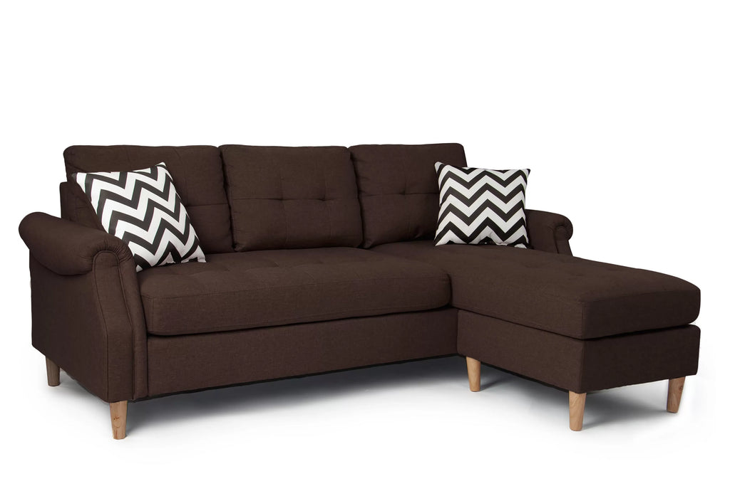 Reversible Sectional Set W/ 2 Accent Pillows – 2pc Reversible Sectional Sofa Set W/2 Accent Pillows-Dark Coffee (F6457)