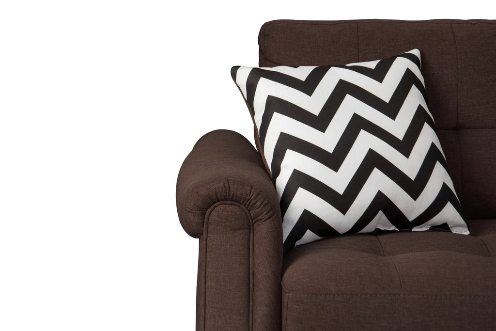 Reversible Sectional Set W/ 2 Accent Pillows – 2pc Reversible Sectional Sofa Set W/2 Accent Pillows-Dark Coffee (F6457)