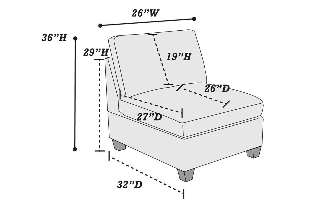 Armless Chair – Gray (F6485)