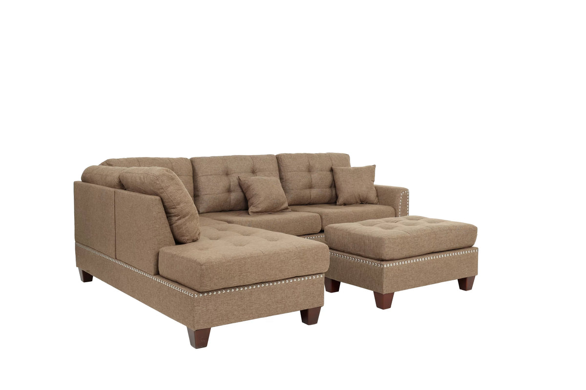 3pc Reversible Sectional Sofa Set W/ Ottoman – Reversible Sectional Set W/ Ottoman (F6504)