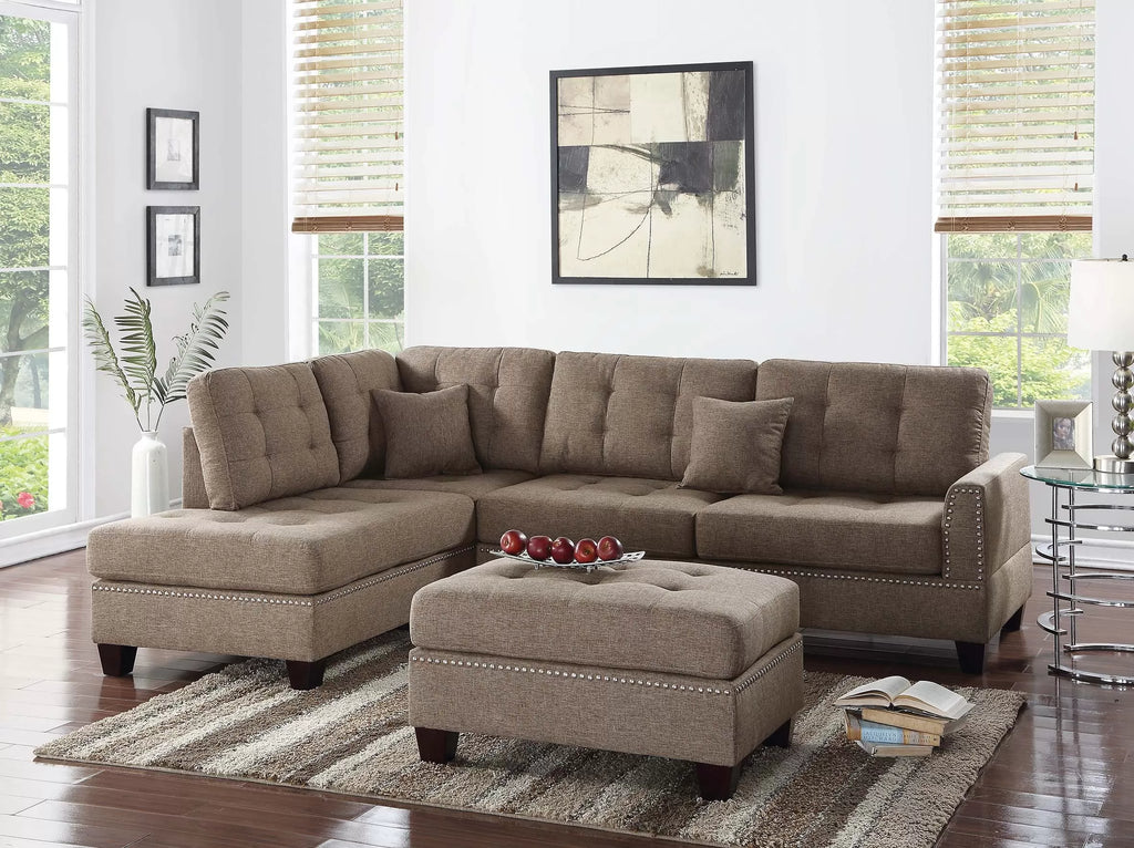 3pc Reversible Sectional Sofa Set W/ Ottoman – Reversible Sectional Set W/ Ottoman (F6504)