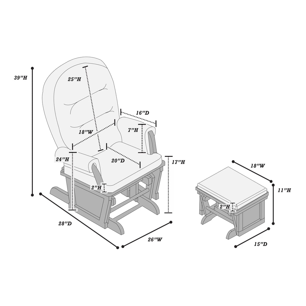 Glider Chair – Glider W/ Ottoman – Gray (F6742)