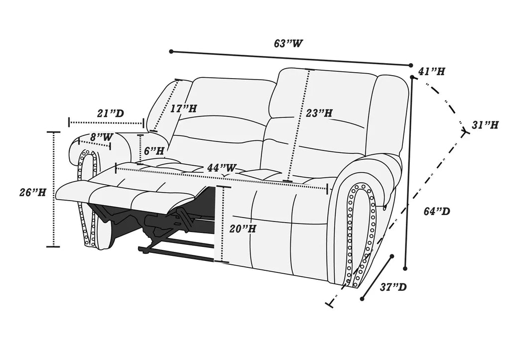 Motion Loveseat – Manual Motion (F6749)