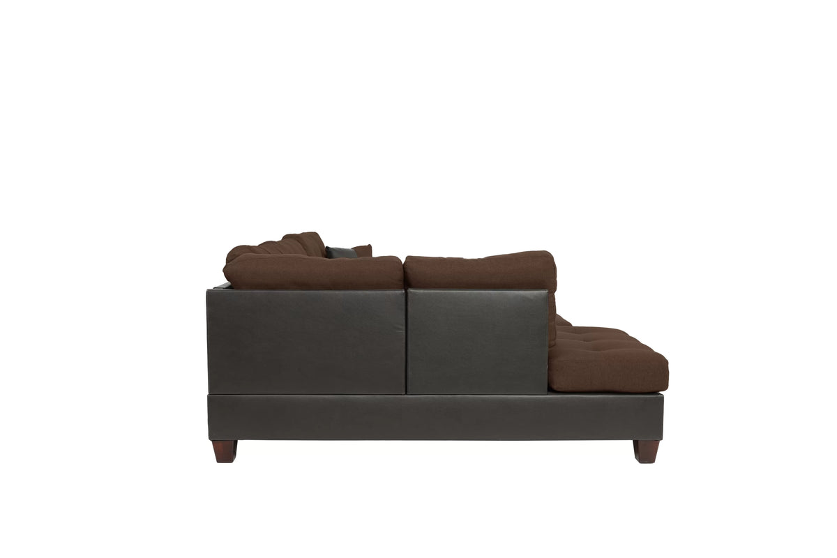 3pc Reversible Sectional Sofa Set W/ Ottoman – Reversible Sectional Set W/ Ottoman – Chocolate (F6857)