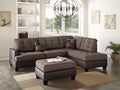 3pc Reversible Sectional Sofa Set W/ Ottoman – Reversible Sectional Set W/ Ottoman – Chocolate (F6857)