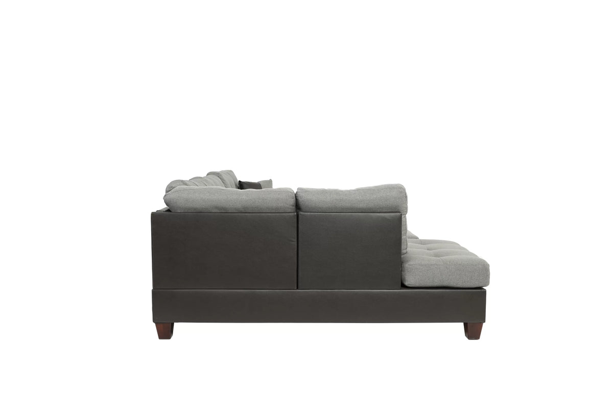 3pc Reversible Sectional Sofa Set W/ Ottoman – Reversible Sectional Set W/ Ottoman – Gray (F6858)
