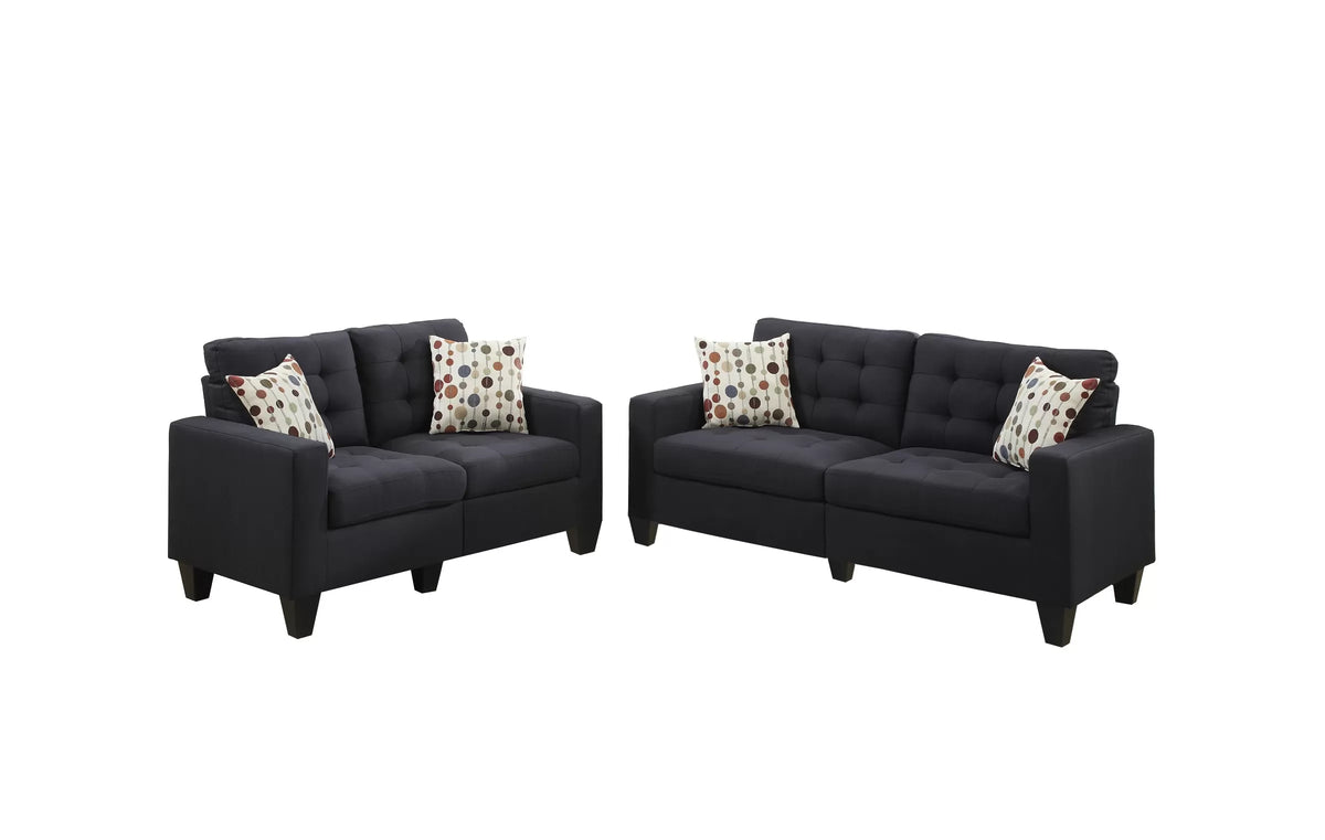 2-Piece Sofa Set – Sofa & Loveseat-Black (F6903)