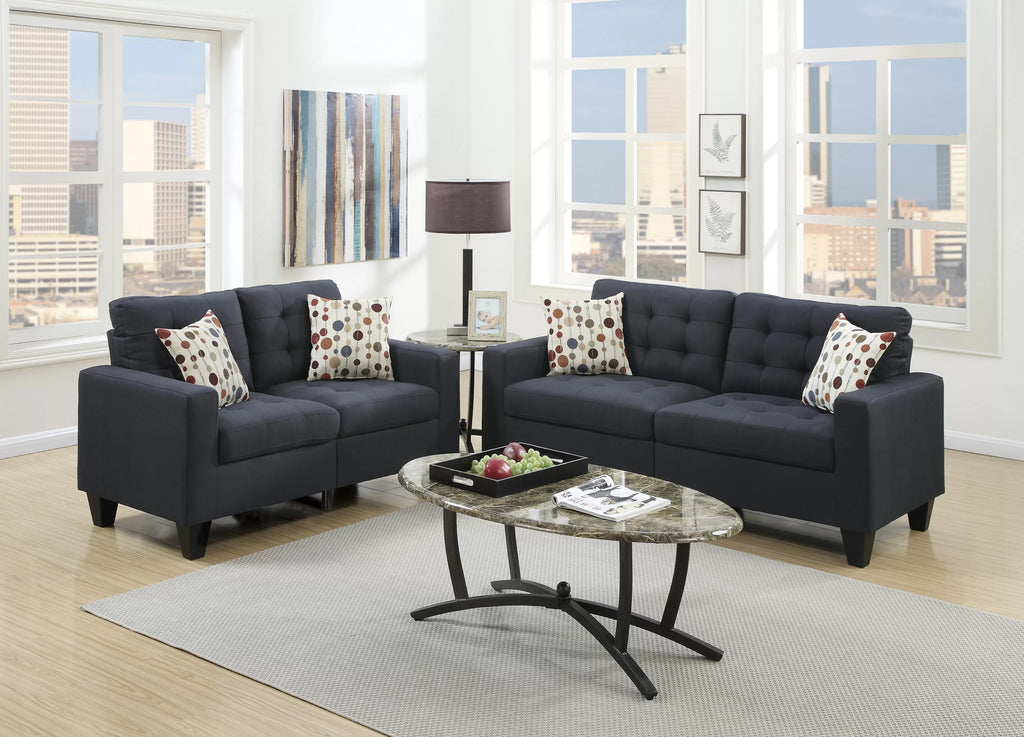 2-Piece Sofa Set – Sofa & Loveseat-Black (F6903)
