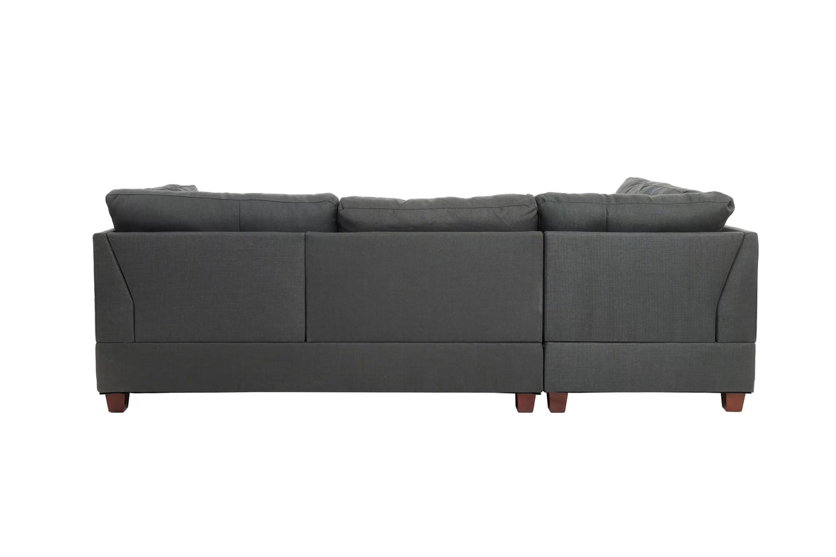 3pc Reversible Sectional Sofa Set W/ Ottoman – Reversible Sectional Set W/ Ottoman – Blue Gray (F6975)