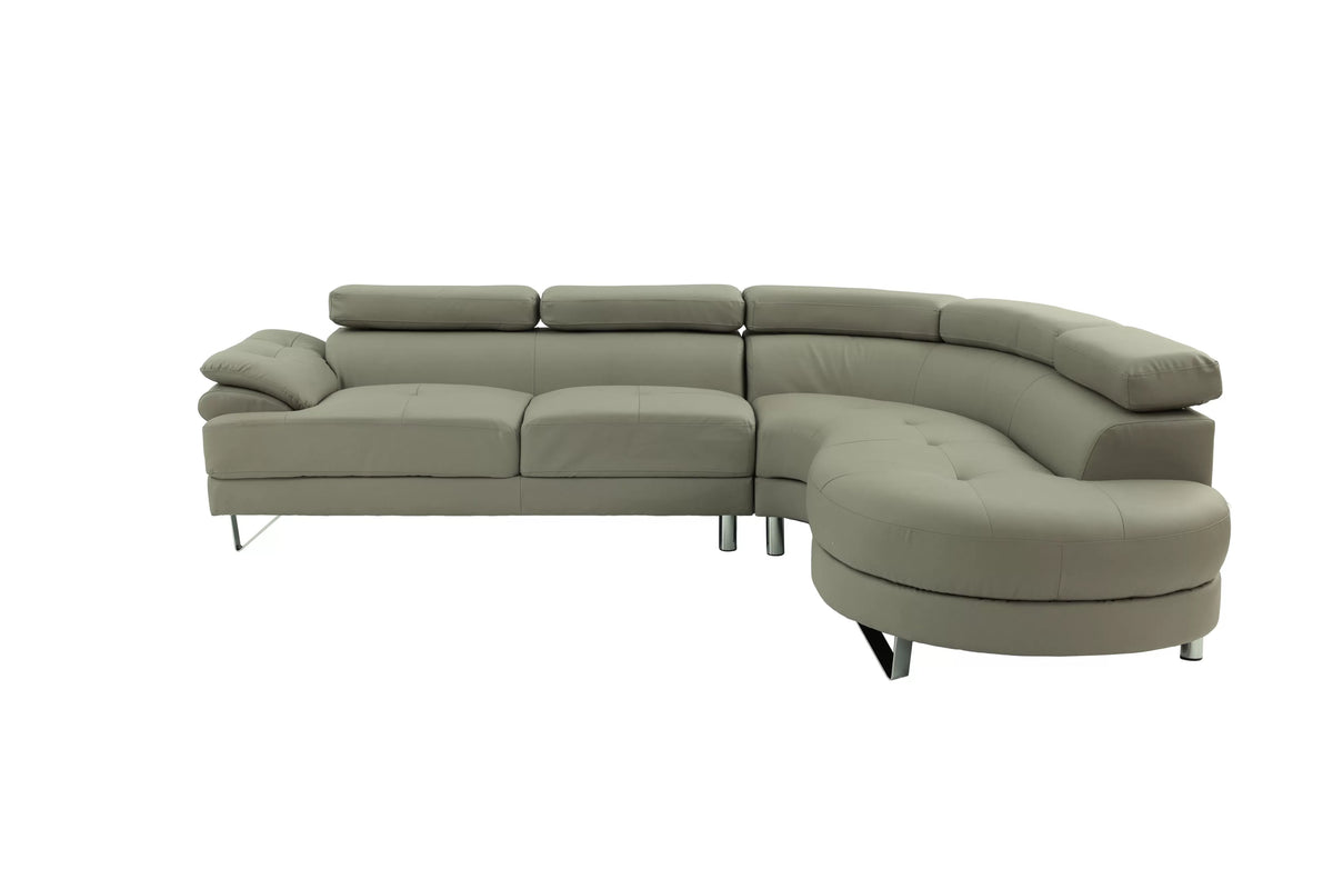 2-Piece Sectional Sofa Set – Left Facing Sofa, Right Facing Chaise Sectional Set-Light Grey – Light Gray (F6984)