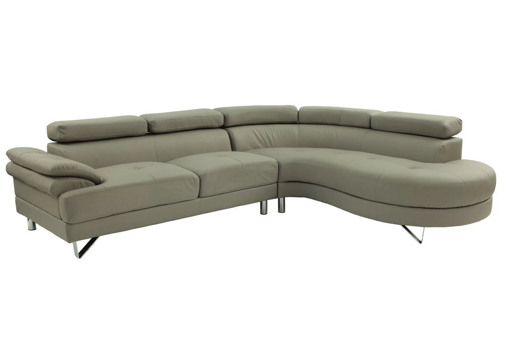 2-Piece Sectional Sofa Set – Left Facing Sofa, Right Facing Chaise Sectional Set-Light Grey – Light Gray (F6984)