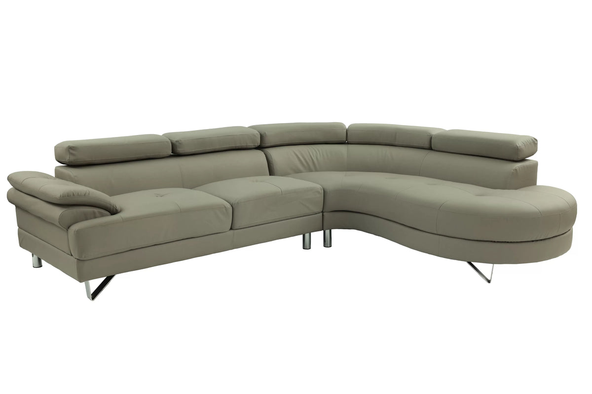 2-Piece Sectional Sofa Set – Left Facing Sofa, Right Facing Chaise Sectional Set-Light Grey – Light Gray (F6984)